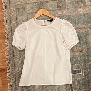 J. Crew White Puff Sleeve Top